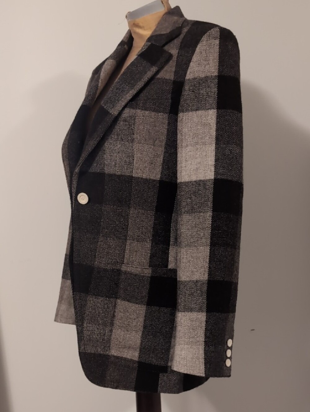 Acne Studios Plaid Brown Wool Blazer - Picture 3 of 5
